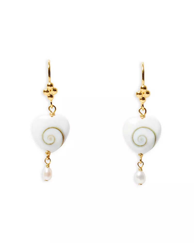 Chan Luu Shiva Heart & Cultured Freshwater Pearl Drop Earrings