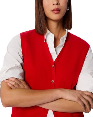 V Neck Button Front Knit Vest