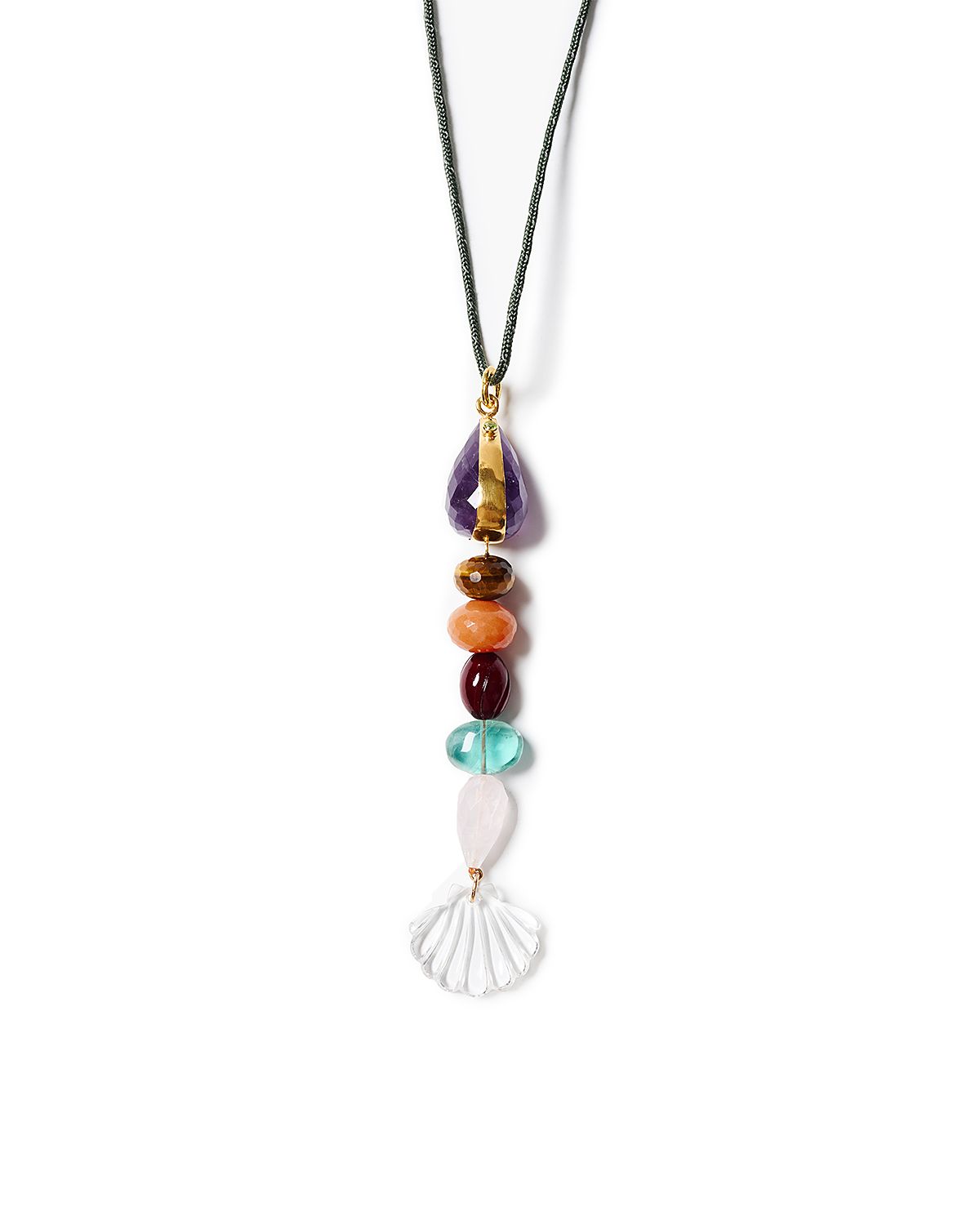 Chan Luu Multi Gemstone Fish Cord Pendant Necklace