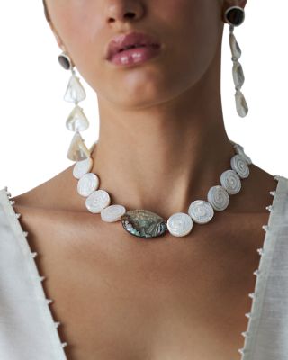 Abalone & Mother Of Pearl Collar Necklace, 17.5-19.5"