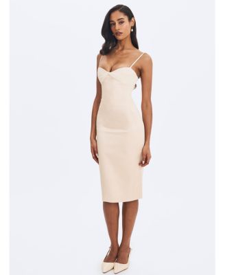  Gracie Ruched Satin Midi Dress