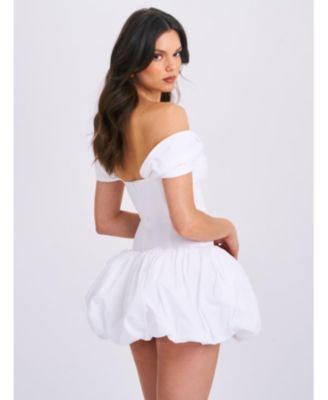  Umika Key Hole Off Shoulder Bubble Hem Mini Dress