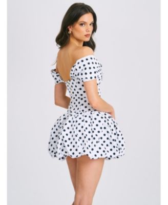  Umika Off Shoulder Polka Dots Bubble Hem Mini Dress