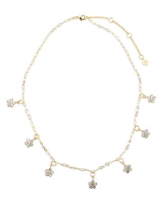 Cubic Zirconia Flower Statement Necklace, 16" - Exclusive