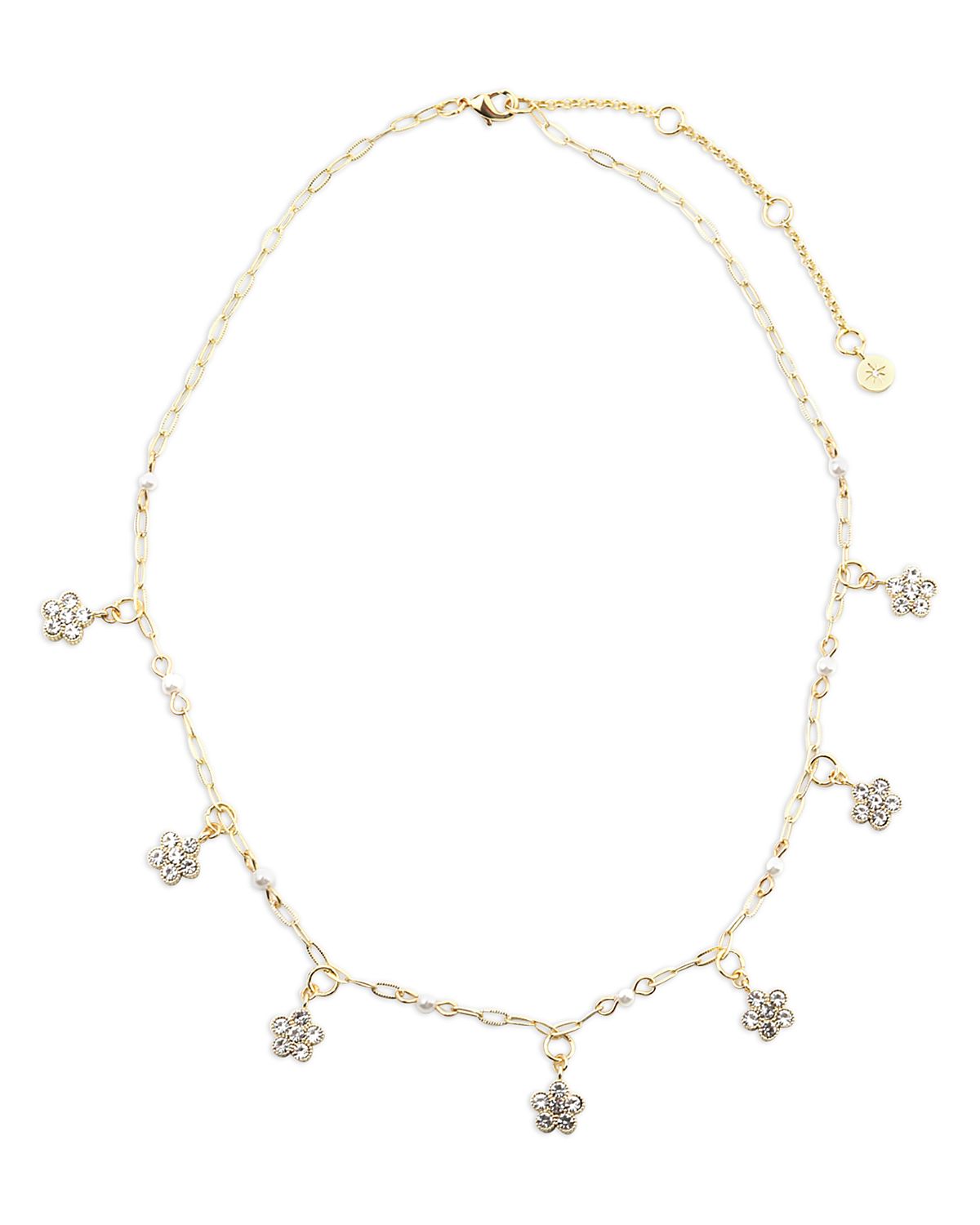 Aqua Cubic Zirconia Flower Statement Necklace, 16 - Exclusive