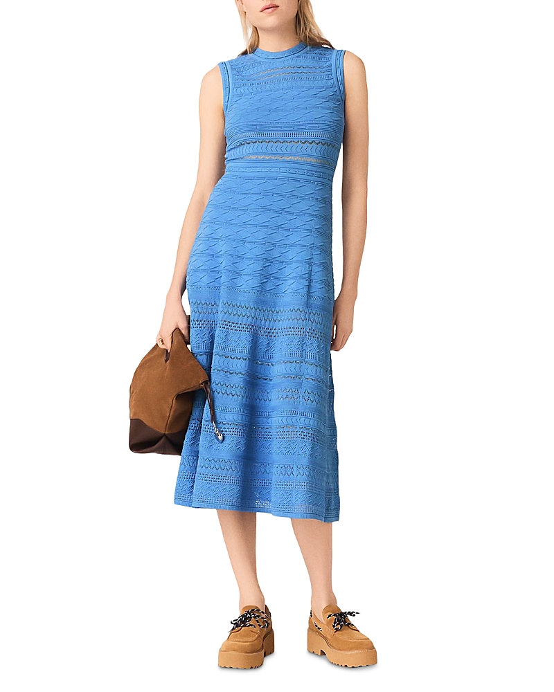 Maje Pointelle Knit Maxi Dress