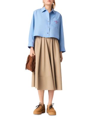 Pleated Back Embroidered Shirt