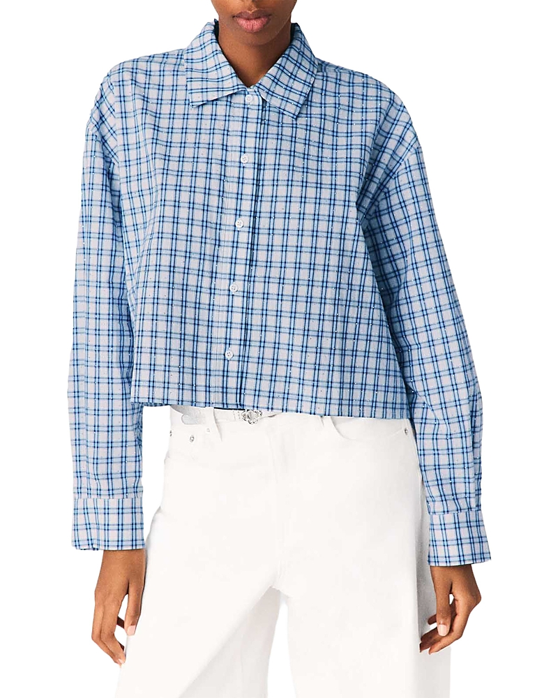 Maje Rhinestone Shirt with Removable Tie