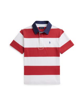 Boys' Striped Cotton Short Sleeved Rugby Shirt - Big Kid