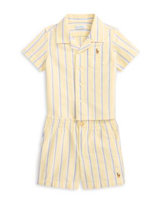 Boys' Striped Cotton Oxford Shirt & Shorts Set - Baby