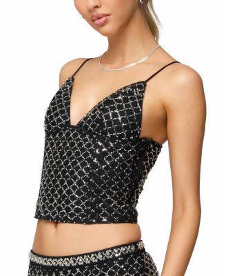 Jenny Beaded Mesh Boned Top