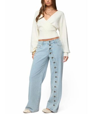  Adison Button Low Rise Baggy Jeans
