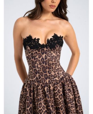 Uchenna Cheetah Print Stretchy Strapless Midi Dress