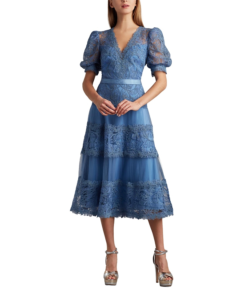 Tadashi Shoji Fatiha Floral Lace and Chiffon Dress