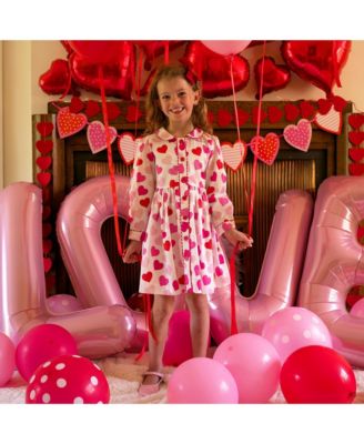  Girls' Scatter Heart Button Front Dress - Little Kid, Big Kid