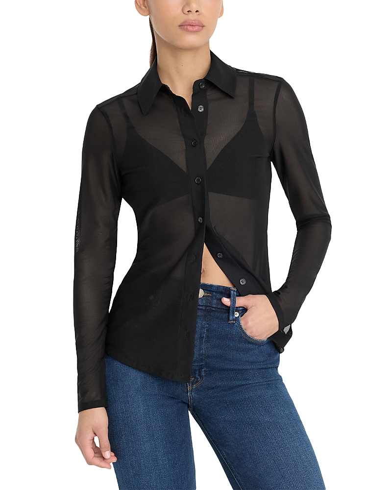 Good American Mesh Button Up Top