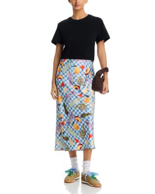 Short Sleeve Bias Satin Skirt T-Shirt Dress - Exclusive