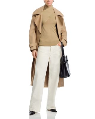 Belted Smooth Leather Bucket Bag