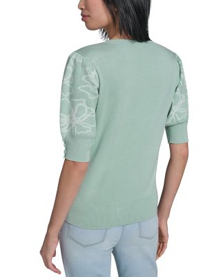 Floral Short Sleeve Sweater 