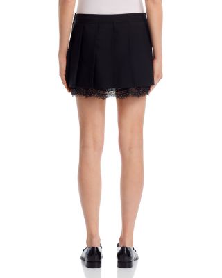 Lace Hem Pleated Mini Skirt