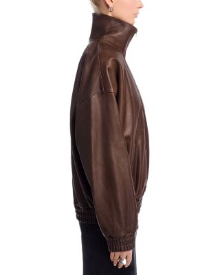 Leather Funnel Neck Jacket