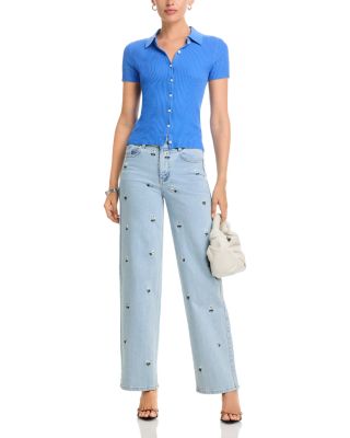 Staria Daisy High Rise Wide Leg Jeans in Daisy Light Blue