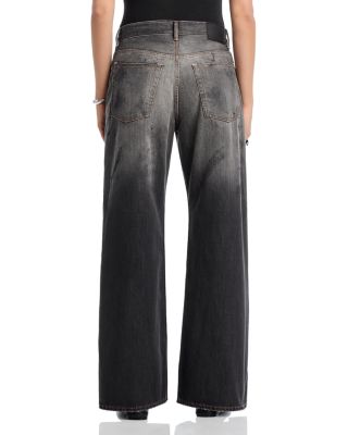 Wide Leg Paint Splatter Jeans in Black