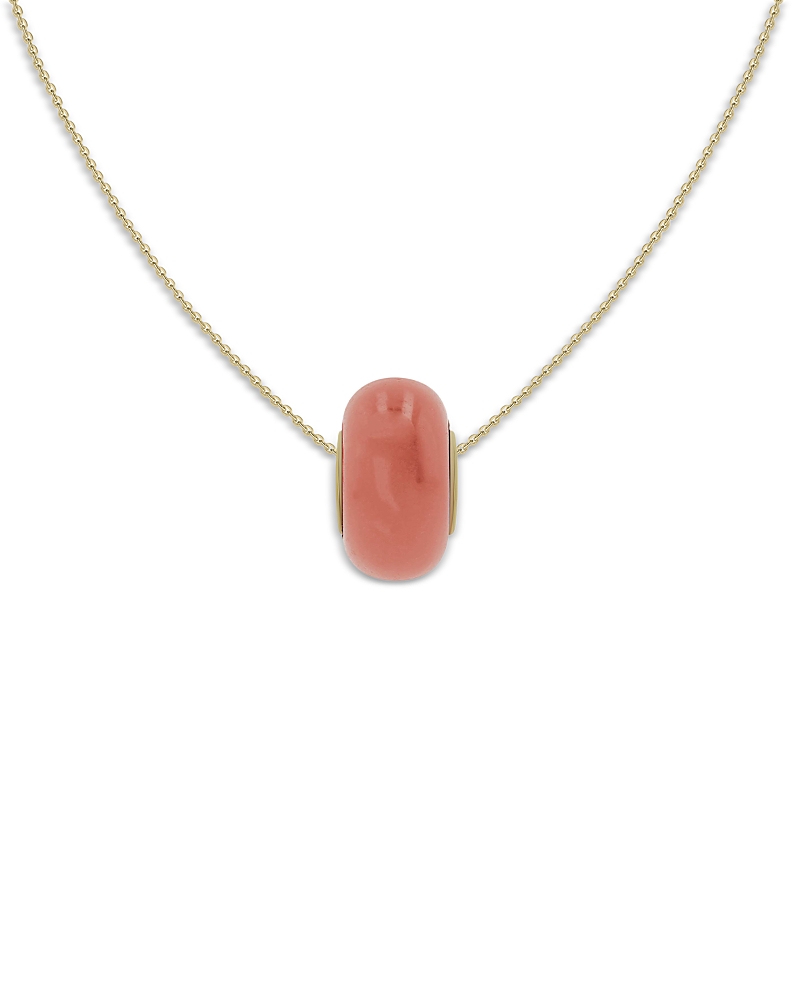 Moon & Meadow 14K Yellow Gold Pink Jade Rondelle Pendant Necklace, 16-18 - Exclusive