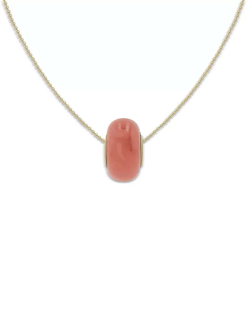 Moon & Meadow 14K Yellow Gold Pink Jade Rondelle Pendant Necklace, 16-18 - Exclusive