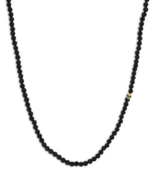  Men's Brass Skull Lava Bead Necklace, 24"