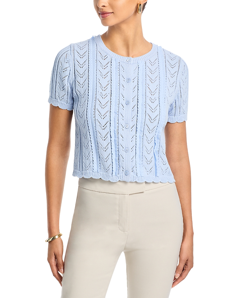 Aqua Pointelle Scoop Neck Sweater - Exclusive