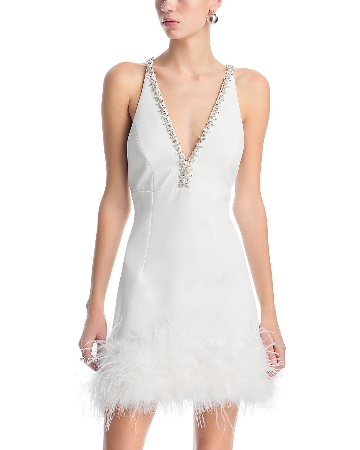 Aqua Feather Embellished Tank Dress