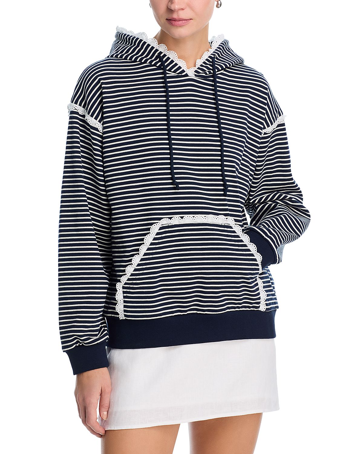 Aqua Stripe Eyelet Ruffle Sweatshirt - Exclusive