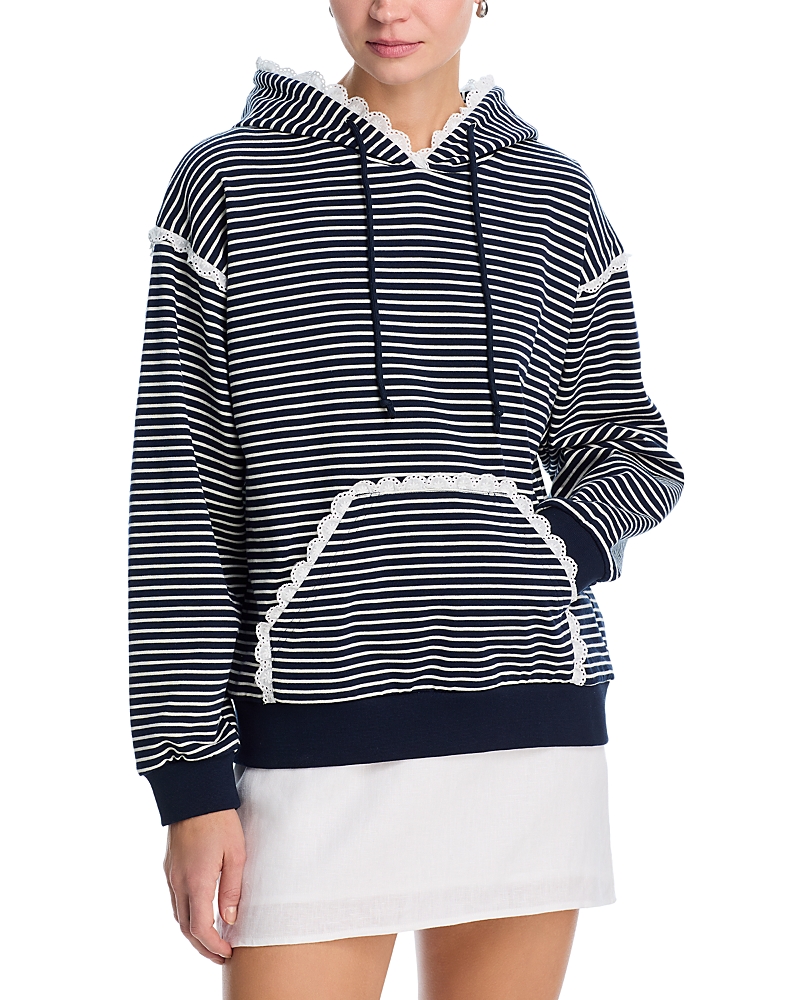 Aqua Stripe Eyelet Ruffle Sweatshirt - Exclusive