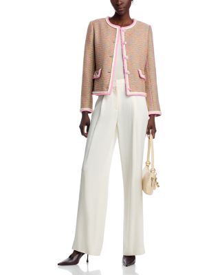 Braided Trim Crewneck Button Down Jacket