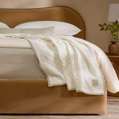Basketweave Knit Cotton Throw Blanket