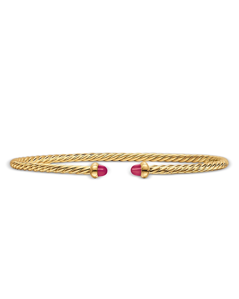 Micro Cablespira Flex Bracelet in 18K Yellow Gold with Rubies, 2.6mm