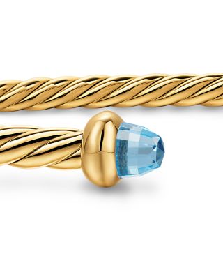 Micro Cablespira&reg; Flex Bracelet in 18K Yellow Gold with Blue Topaz, 2.6mm