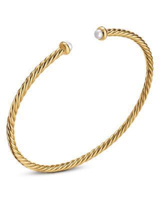 Micro Cablespira&reg; Flex Bracelet in 18K Yellow Gold with Pearls, 2.6mm