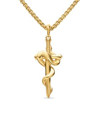 Men's Ouroboros Snake Amulet in 18K Yellow Gold with Diamonds, 48mm