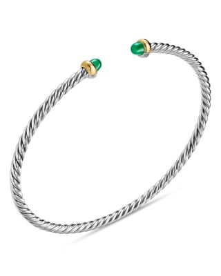 Micro Cable Flex&reg; Bracelet in Sterling Silver with 14K Yellow Gold and Gemstones, 2.6mm