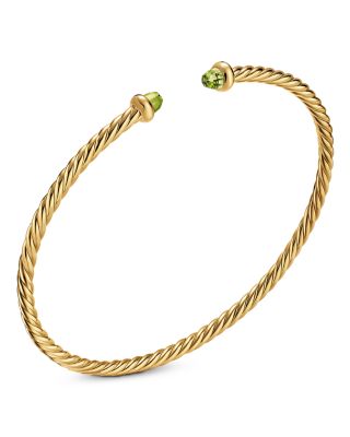 Micro Cablespira&reg; Flex Bracelet in 18K Yellow Gold with Peridot, 2.6mm 