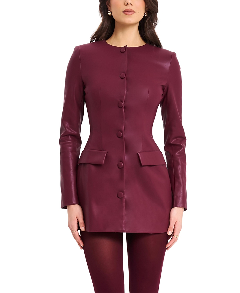 Miss Circle Baila Faux Leather Blazer Mini Dress