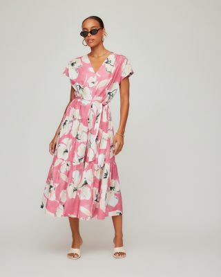 Kristine Tiered Front Slit Midi Dress