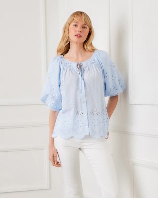 Puff Sleeve Embroidered Top