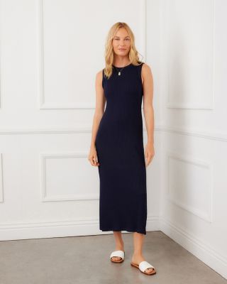 Ribbed Sleeveless Midi Column Dress	