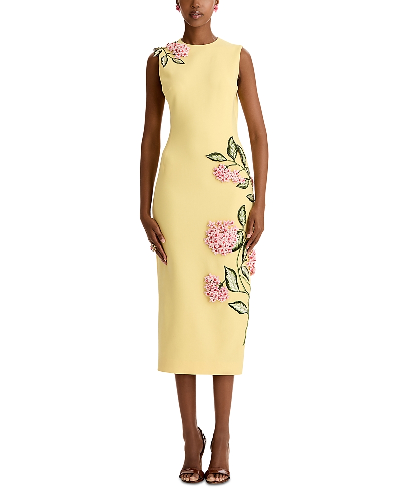 Oscar de la Renta Embroidered 3D Floral Dress