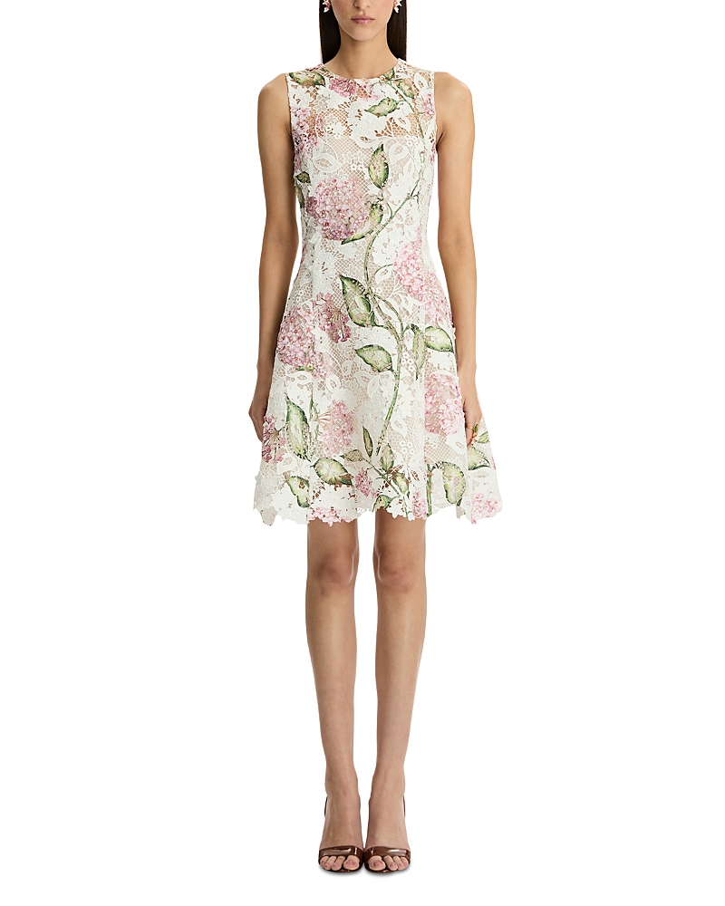 Oscar de la Renta Mesh 3D Floral Dress