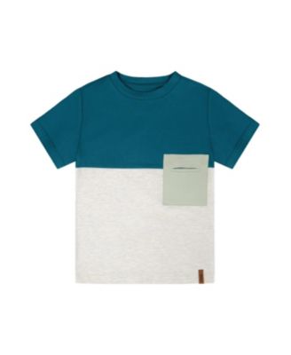 Boys' Organic Cotton Colorblock Jersey Short Sleeve T-Shirt with Chest Pocket - Little Kid