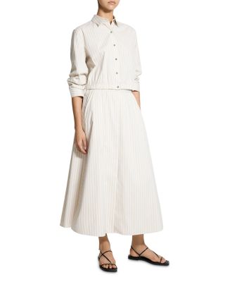 Fixed Sleeved Cropped Striped Shirt 